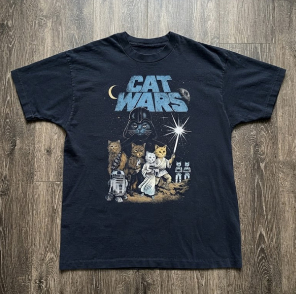 Cat Wars Star Wars Cats Space Darth Vader Vintage Black T-Shirt